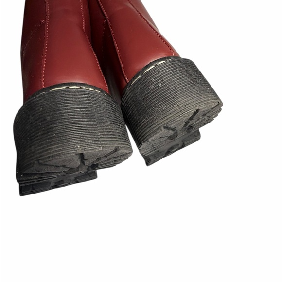 Unilady Burgundy Lace-Up Combat boots with black lug soles Womens Sz 8 - Picture 8 of 9